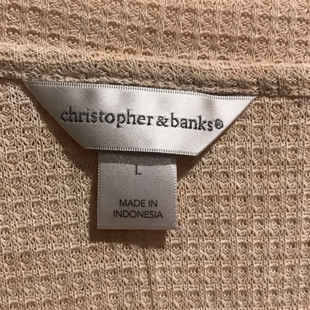 New Christopher & Banks Beige Waffle Knit Top - Picture 2 of 8